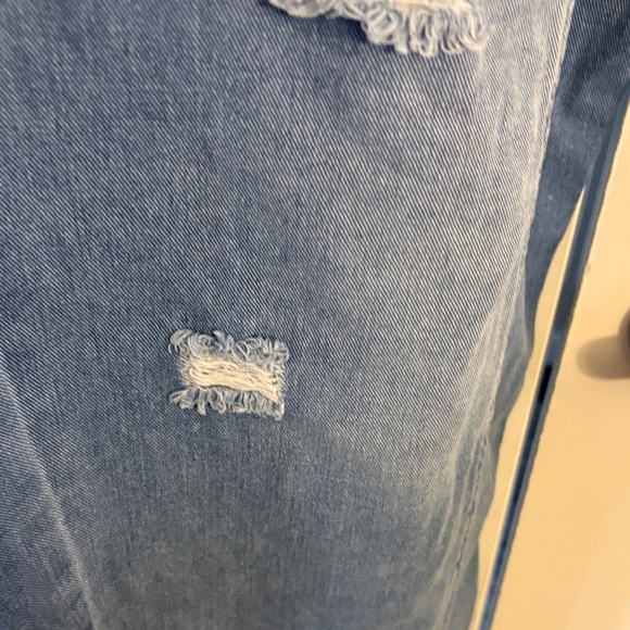 Denim Blue Distressed Jumpsuit - Picture 8 of 16